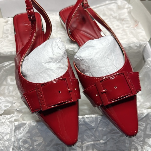 DKNY Clemma Buckle Slingback Flats Size 9.5 Ruby Red - Picture 7 of 8